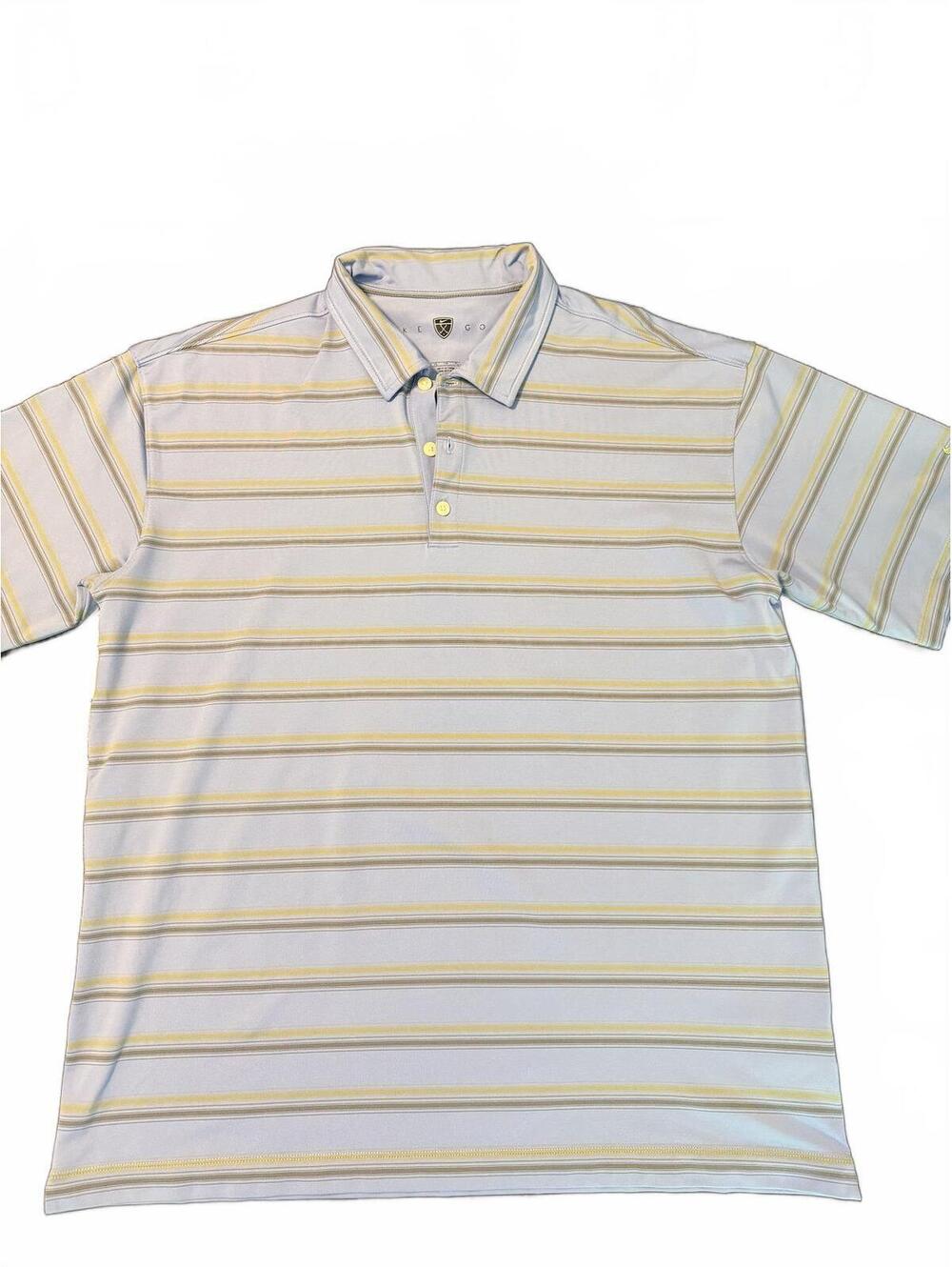 Nike Golf Men’s XL Dri-FIT Polo Gray Yellow Striped Short Sleeve